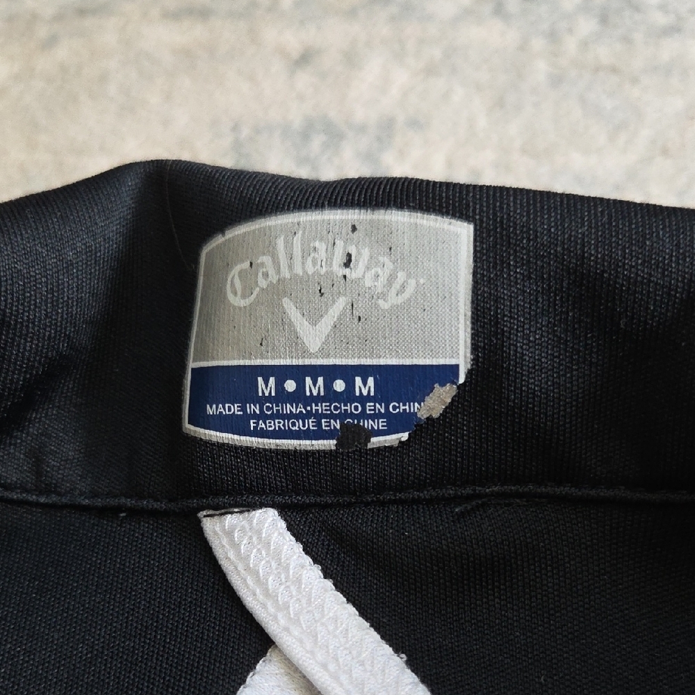 Callaway Black Sleeveless Golf Polo with White Trim Accents - Picture 2 of 4
